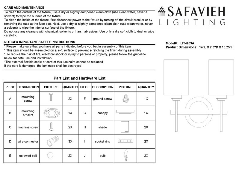 Safavieh Lighting VENTURA LIT4209A manual
