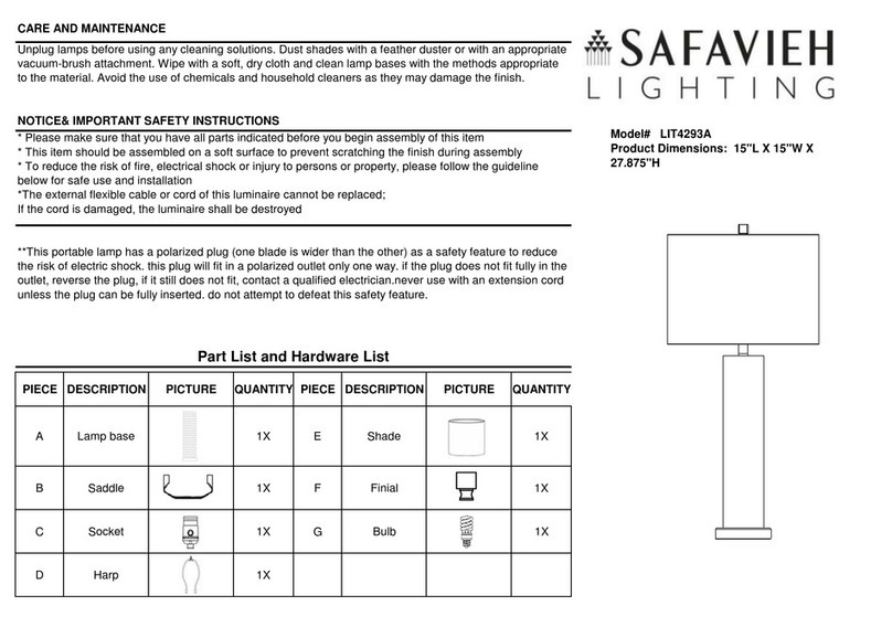 Safavieh Lighting JACOBY LIT4293A manual