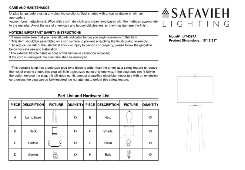 Safavieh Lighting JANICE LIT4397A manual