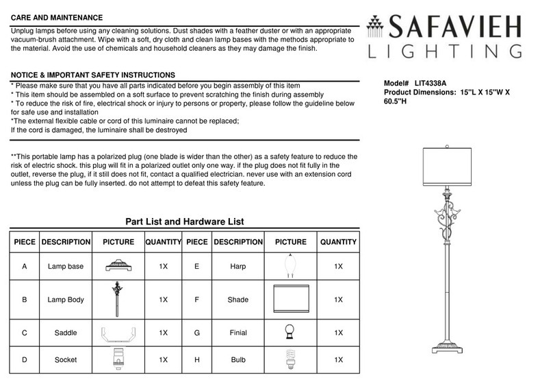 Safavieh Lighting BIRDSONG LIT4338A User manual Safavieh Lighting BIRDSONG LIT4338A User manual