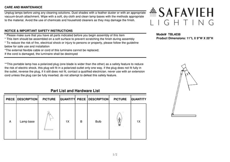 Safavieh Lighting PADRIC TBL4038 manual