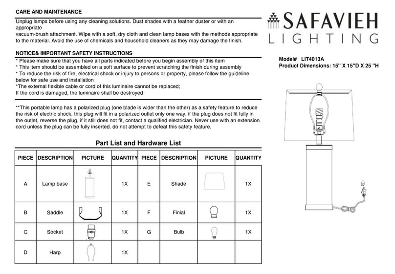 Safavieh Lighting JEANIE LIT4013A User manual