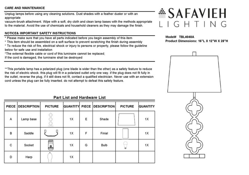 Safavieh Lighting SABLE TBL4048A manual