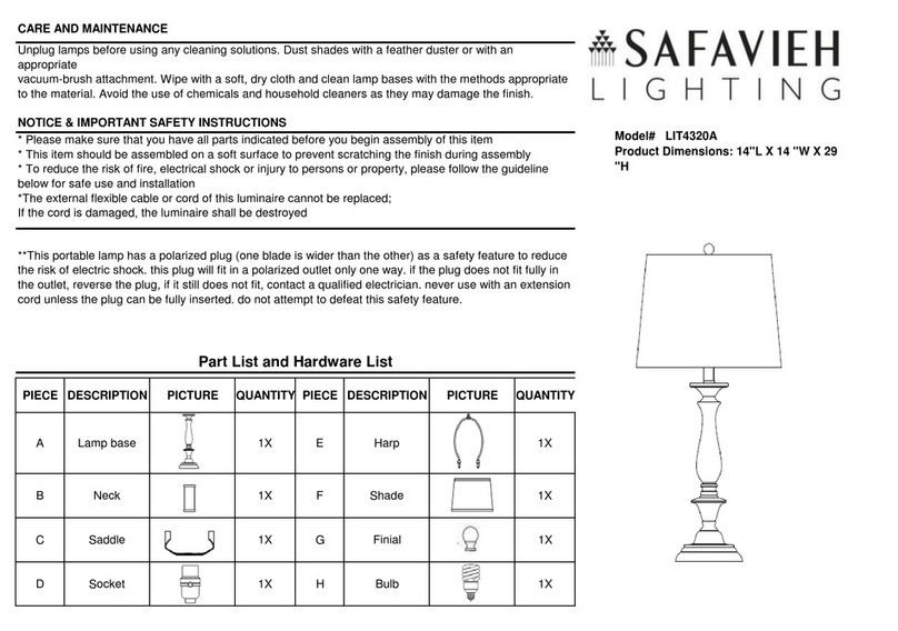 Safavieh Lighting BRIGHTON LIT4320A manual