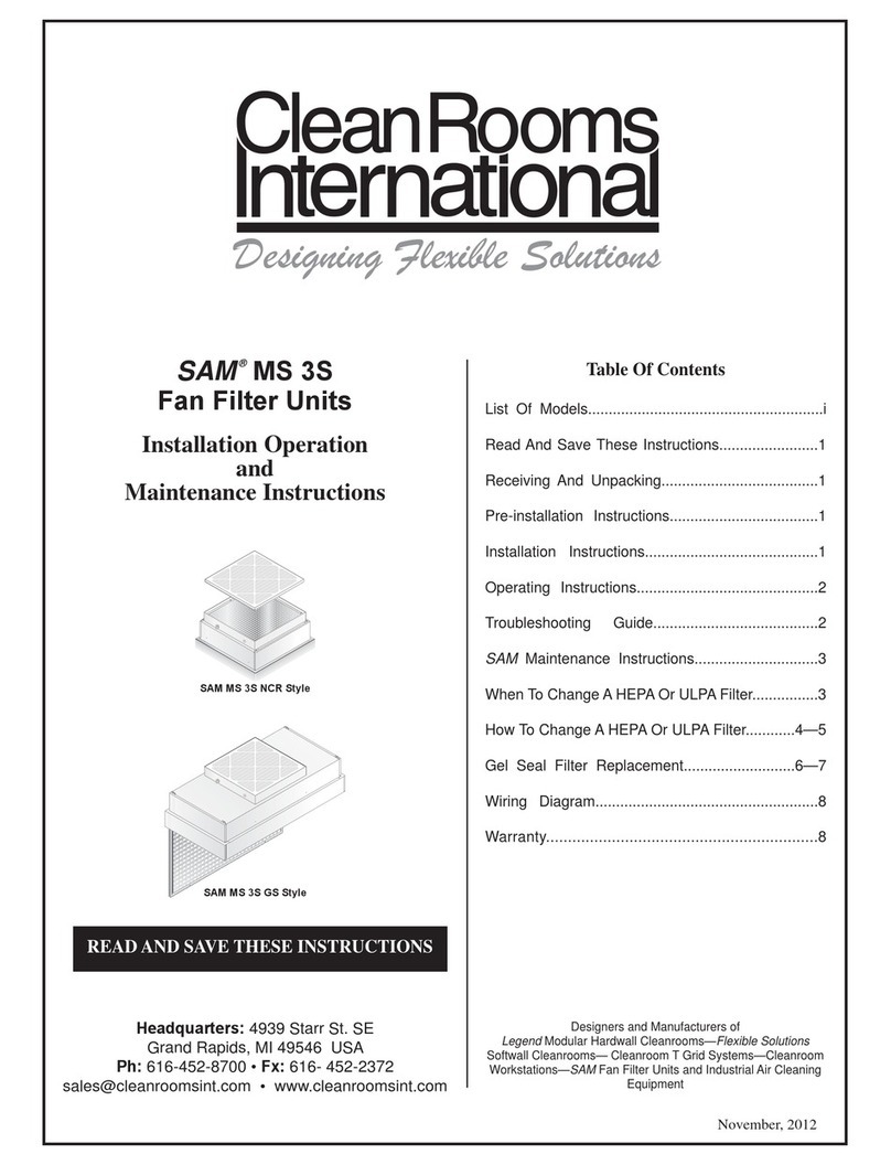 CleanRooms International SAM MS 3S Series Installation, operation and maintenance instructions CleanRooms International SAM MS 3S Series Installation, operation and maintenance instructions