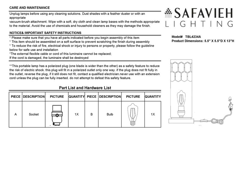 Safavieh Lighting NAVO TBL4234A User manual
