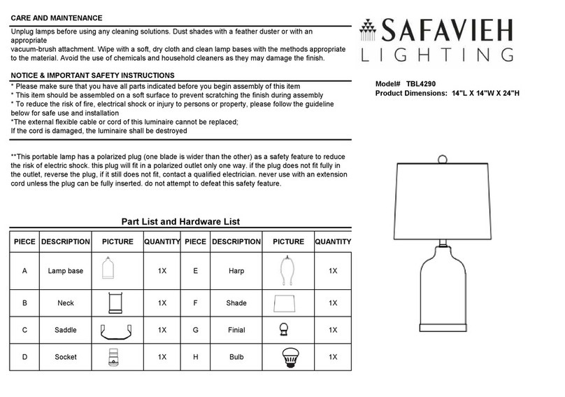 Safavieh Lighting SAGE TBL4290 manual