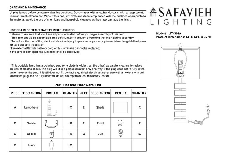 Safavieh Lighting FRANCES LIT4364A User manual