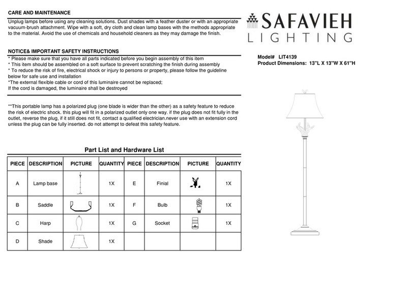 Safavieh Lighting SUNDANCE LIT4139 manual Safavieh Lighting SUNDANCE LIT4139 manual