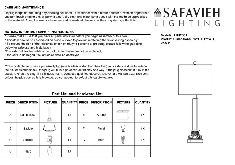 Safavieh Lighting CHENA LIT4283A User manual Safavieh Lighting CHENA LIT4283A User manual