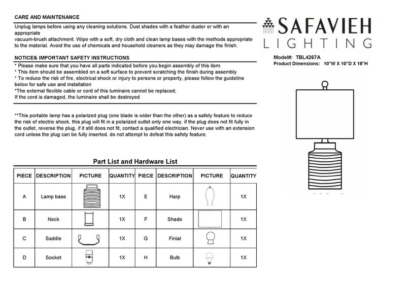 Safavieh Lighting BIJOU TBL4267A manual