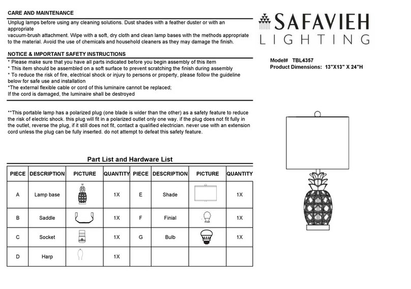 Safavieh Lighting SONNY TBL4357 manual