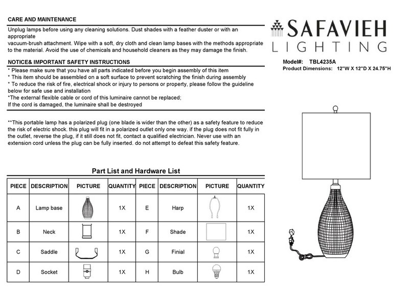 Safavieh Lighting GREMLA TBL4235A User manual Safavieh Lighting GREMLA TBL4235A User manual