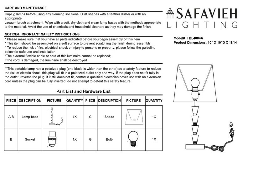 Safavieh Lighting BELOMY TBL4084A User manual Safavieh Lighting BELOMY TBL4084A User manual