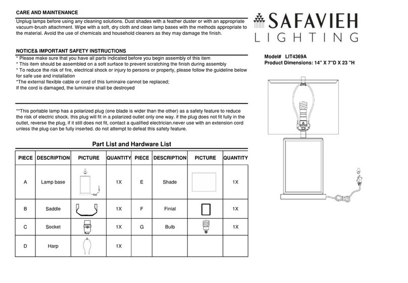 Safavieh Lighting DANA LIT4369A manual