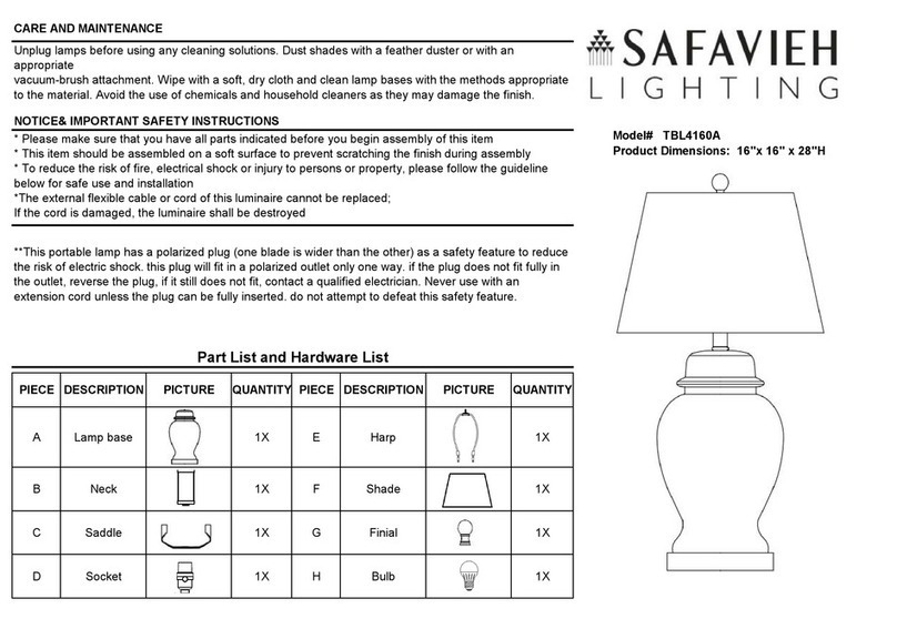 Safavieh Lighting HANA TBL4160A manual