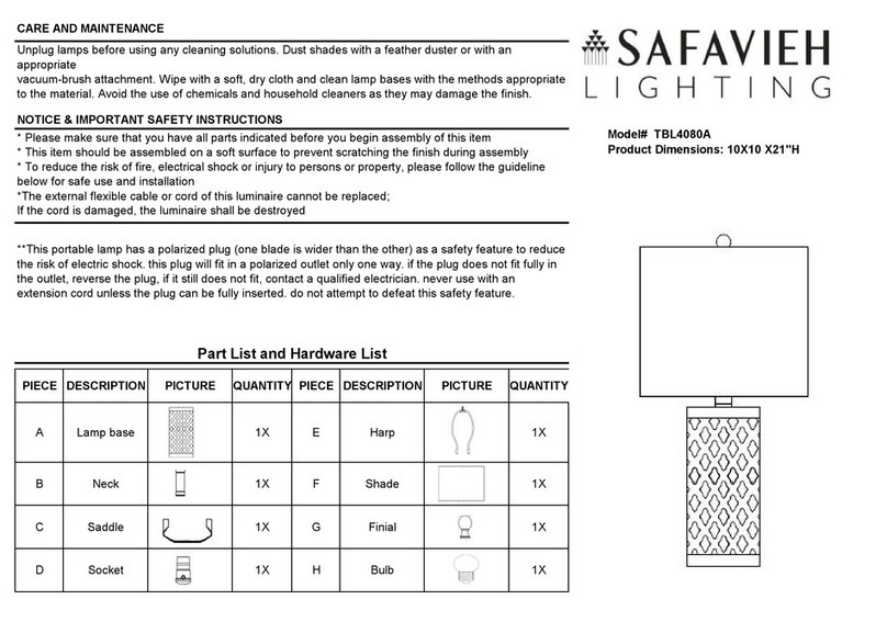 Safavieh Lighting RORIE TBL4080A User manual Safavieh Lighting RORIE TBL4080A User manual