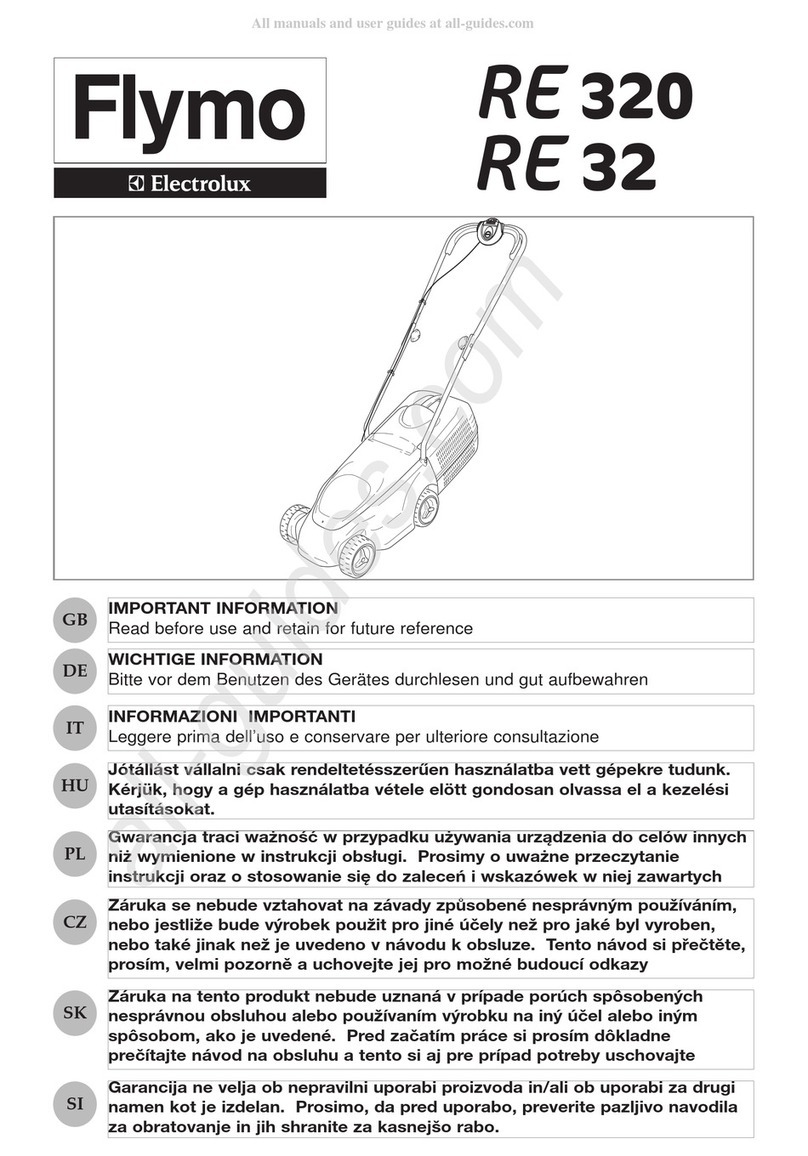 Electrolux FLYMO RE320 Important information manual