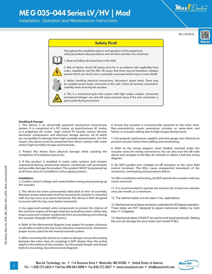 Max-Air Systems ME G Series Installation, operation and maintenance instructions