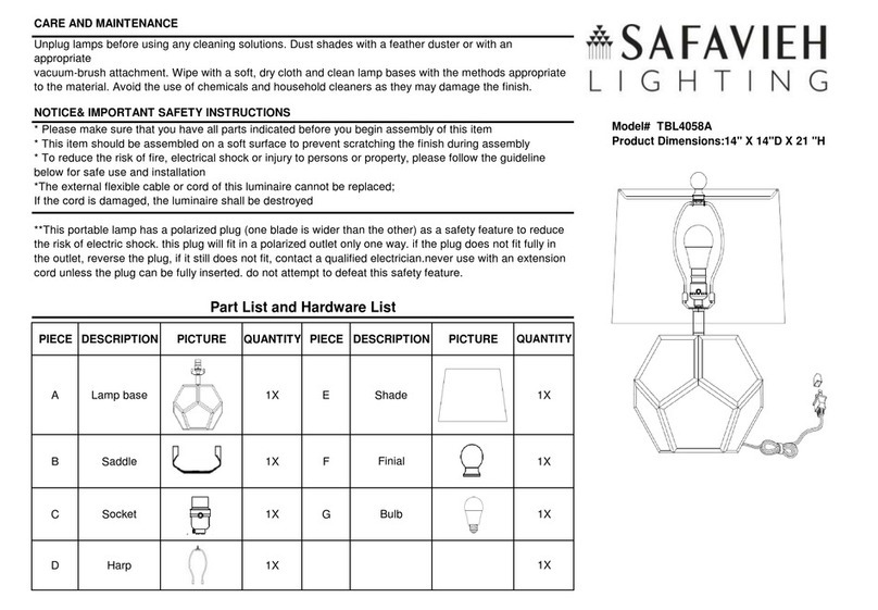 Safavieh Lighting LORCAN TBL4058A User manual