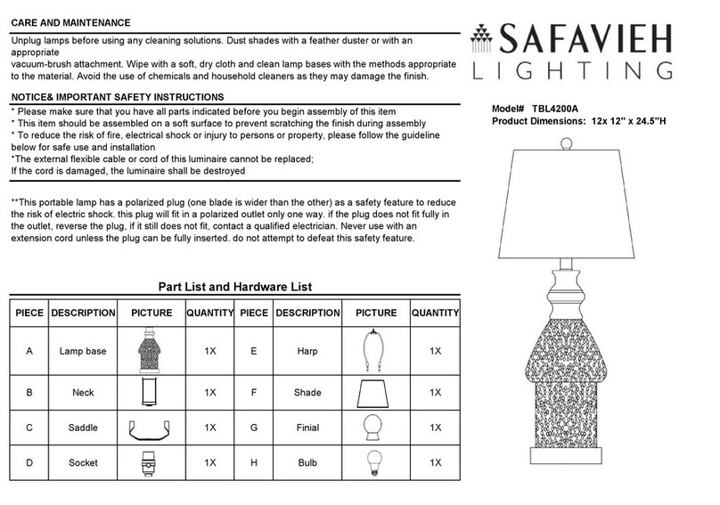 Safavieh Lighting CAMDEN TBL4200A manual