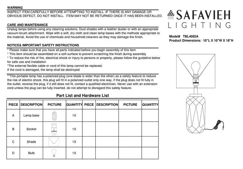 Safavieh Lighting KELESIE TBL4092A User manual