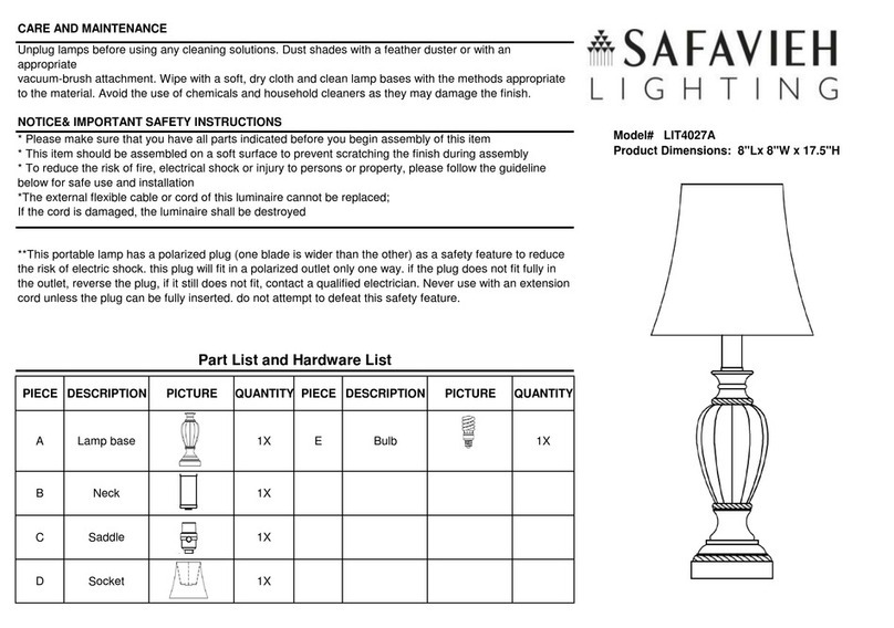 Safavieh Lighting GEMMA LIT4027A manual Safavieh Lighting GEMMA LIT4027A manual