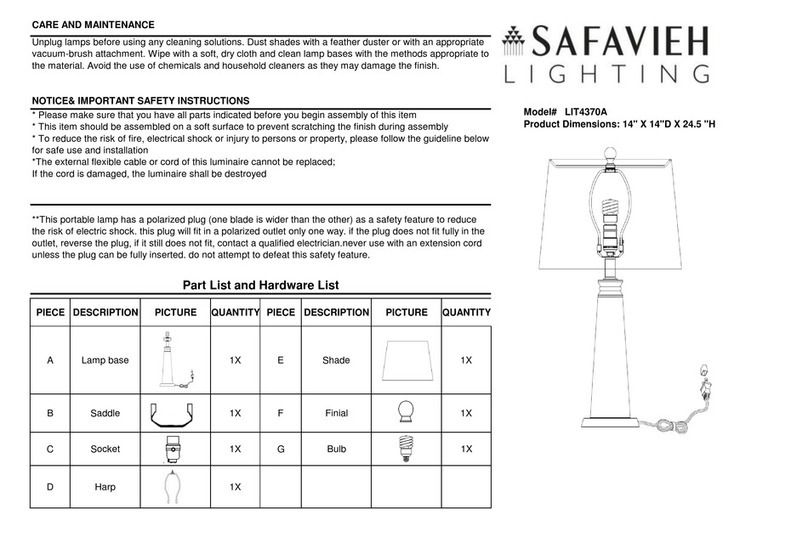 Safavieh Lighting CARLA LIT4370A User manual