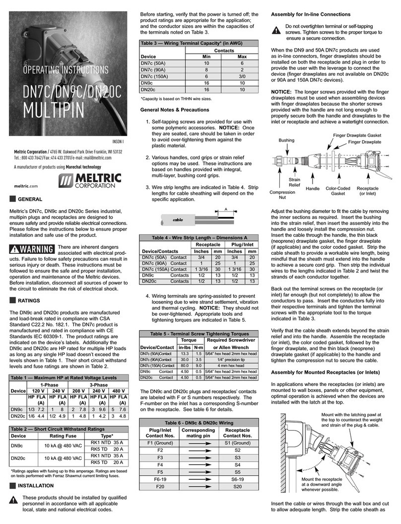 Meltric DN7c Series instruction manual Meltric DN7c Series instruction manual