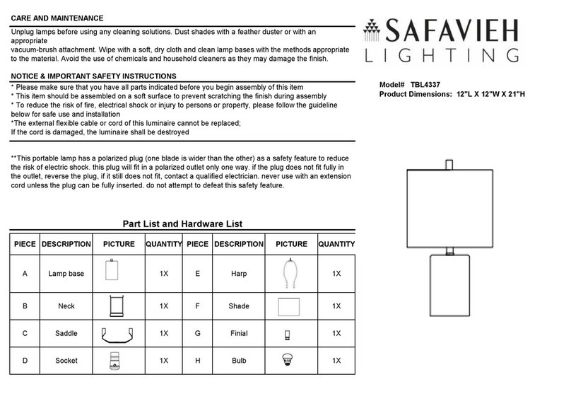 Safavieh Lighting JAXON TBL4337 manual