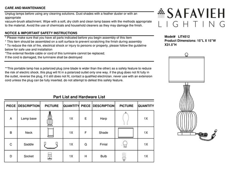 Safavieh Lighting CLEO LIT4512 manual