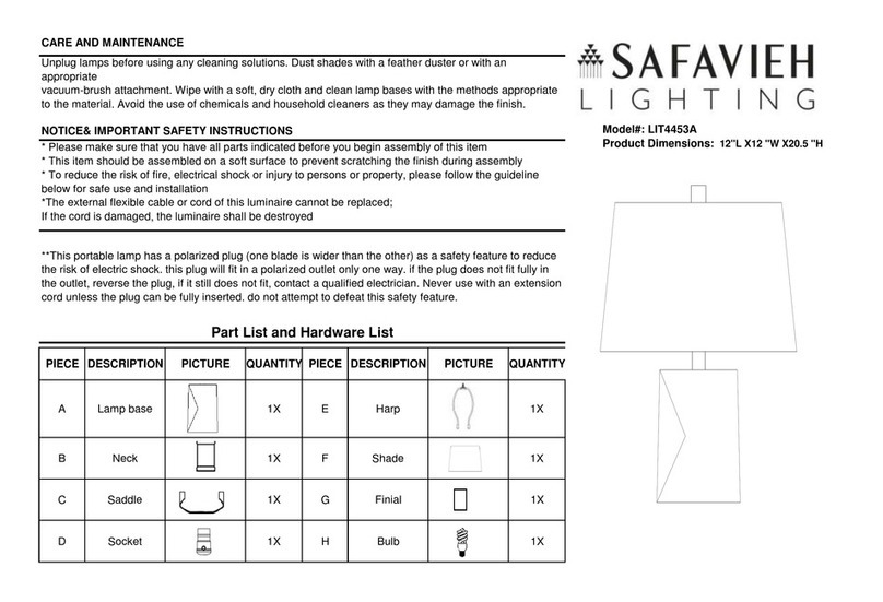 Safavieh Lighting ROYALE LIT4453A User manual Safavieh Lighting ROYALE LIT4453A User manual