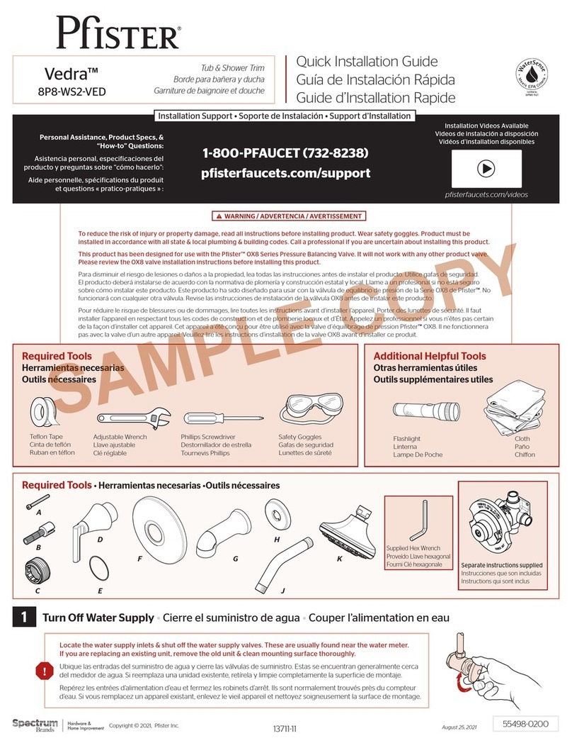 Spectrum Brands PFISTER Vedra 8P8-WS2-VED Quick installation guide Spectrum Brands PFISTER Vedra 8P8-WS2-VED Quick installation guide