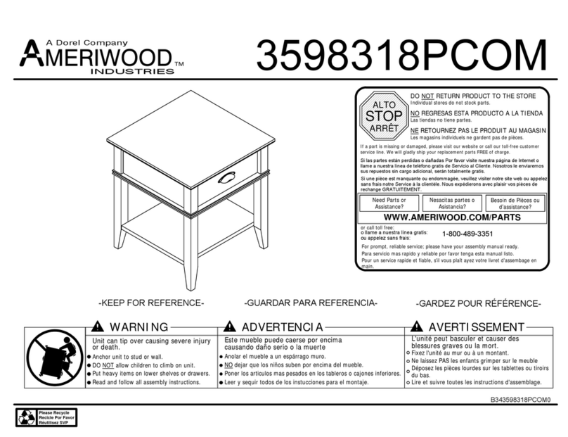Dorel AMERIWOOD INDUSTRIES 3598318PCOM User manual Dorel AMERIWOOD INDUSTRIES 3598318PCOM User manual