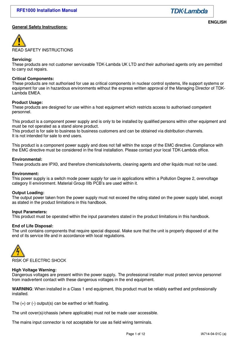 TDK-Lambda RFE Series installation manual