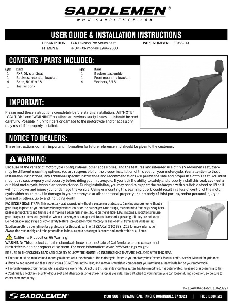 Saddlemen FD88209 User's guide & installation instructions