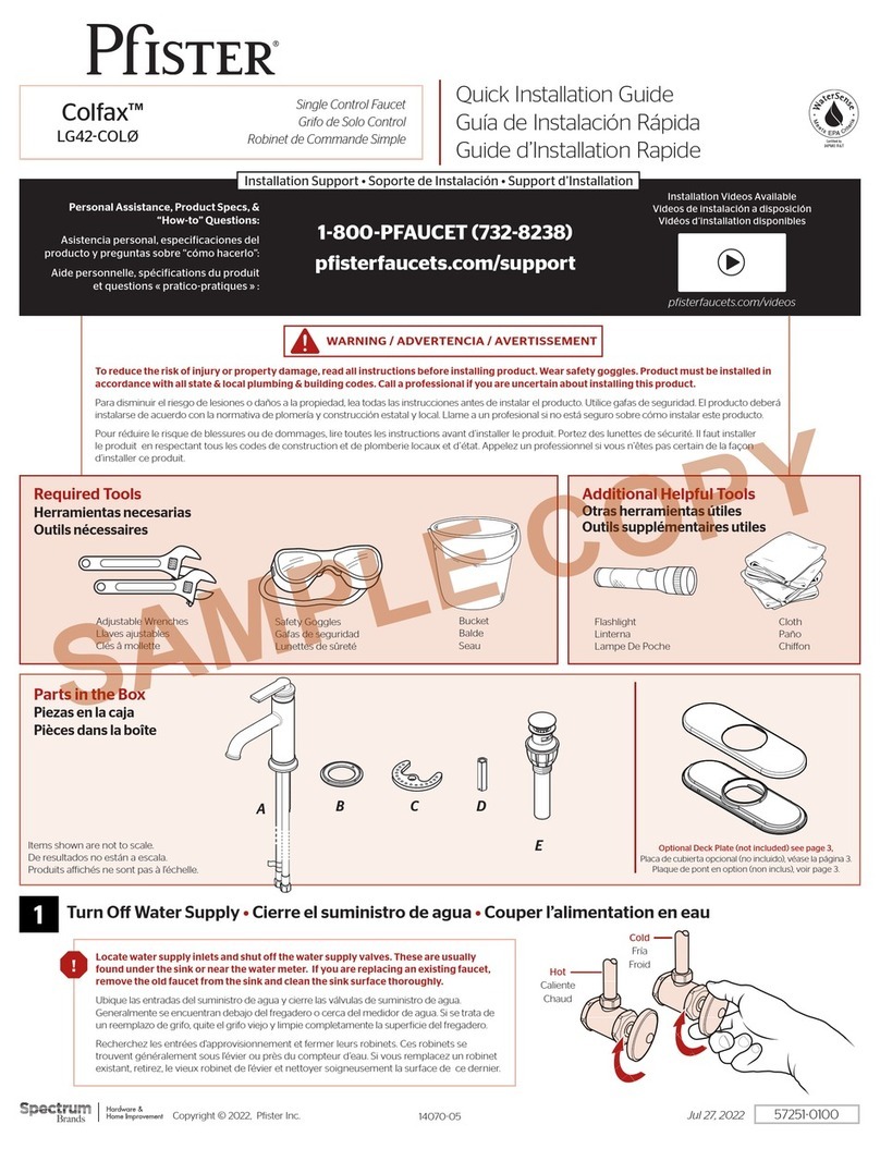 Spectrum PFISTER Colfax LG42-COL0 User manual
