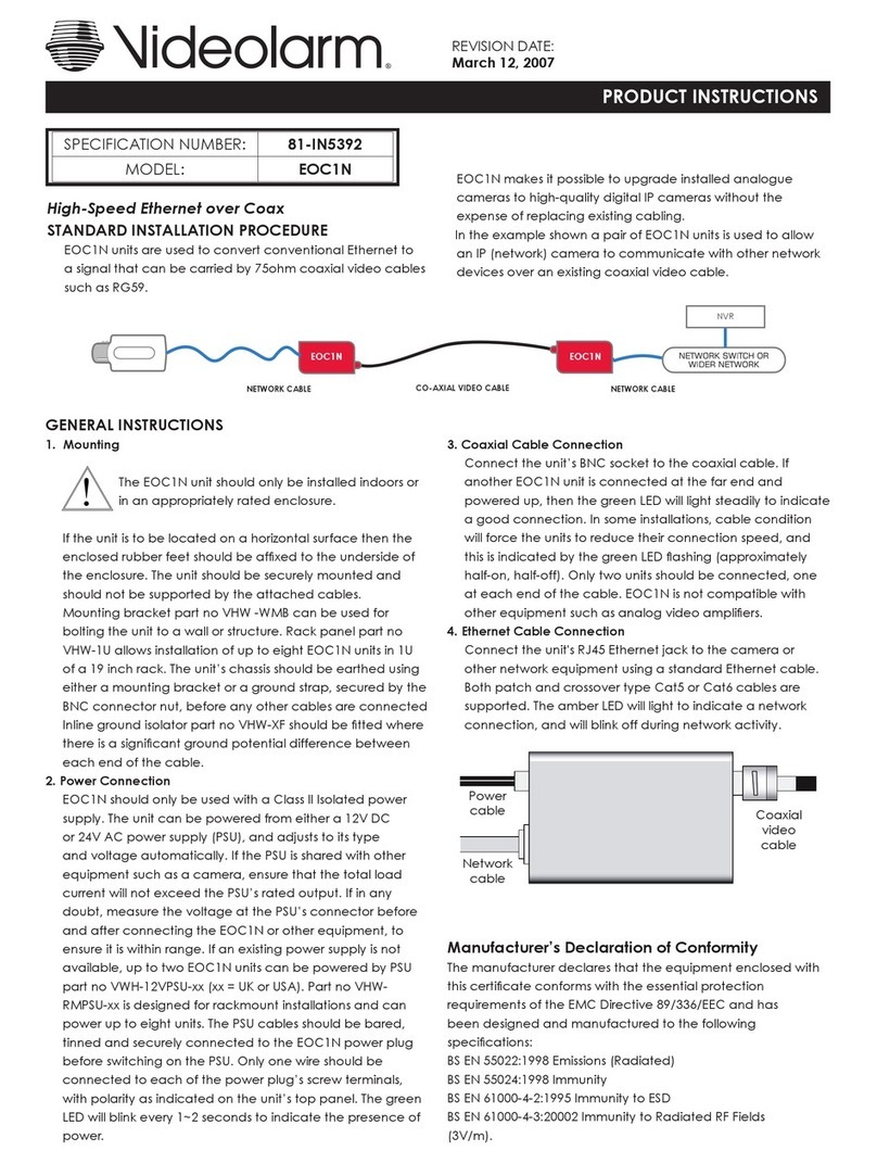 Moog Videolarm EOC1N Product instructions