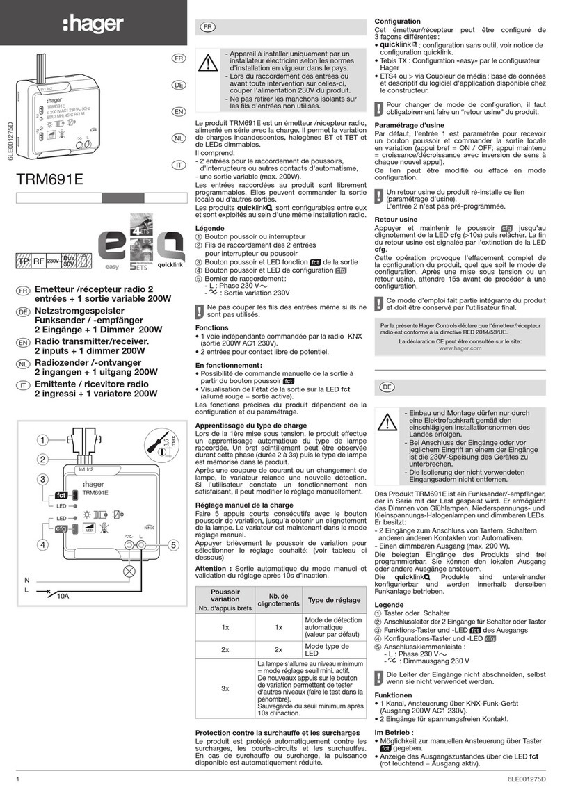hager TRM691E User manual