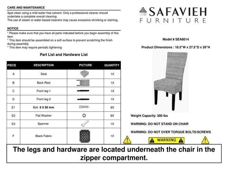 Safavieh Furniture SEA8014 quick start guide