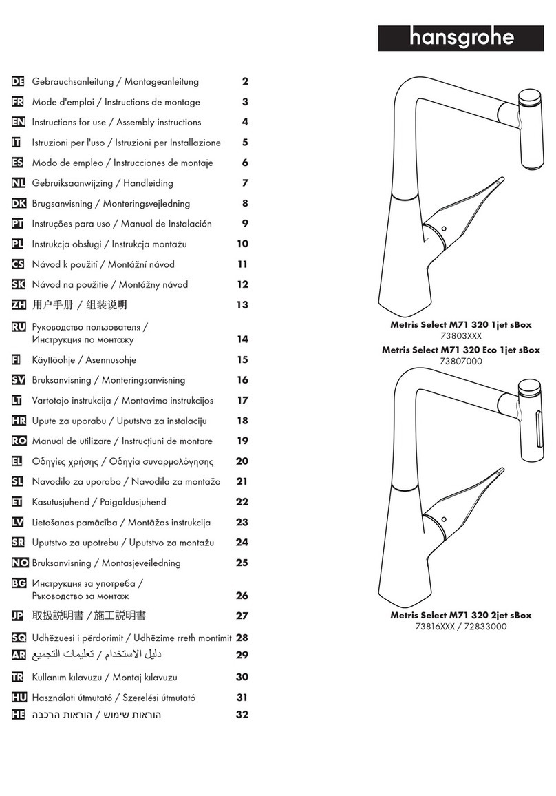 Hans Grohe Metris Select 320 1jet Series Instructions for use Hans Grohe Metris Select 320 1jet Series Instructions for use