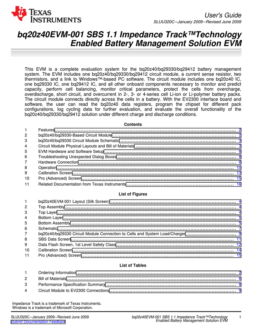 Texas Instruments BQ20Z40EVM-001 User manual