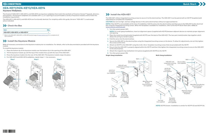 Crestron HZA-KEY1 User manual