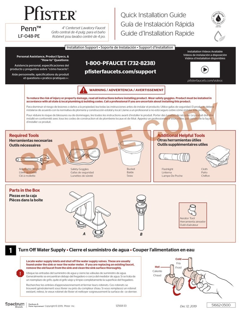 Pfister Penn LF-048-PE Quick installation guide