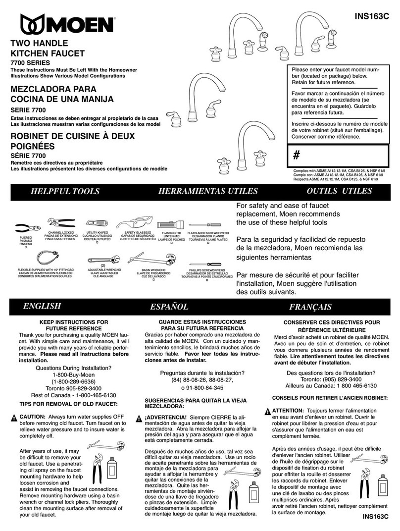 Moen 7700 Series quick start guide