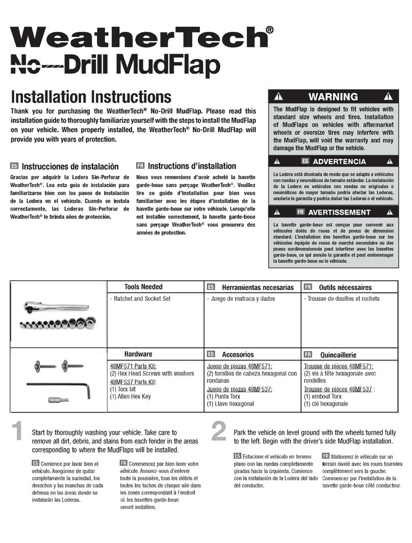 WeatherTech No-Drill MudFlap User manual WeatherTech No-Drill MudFlap User manual