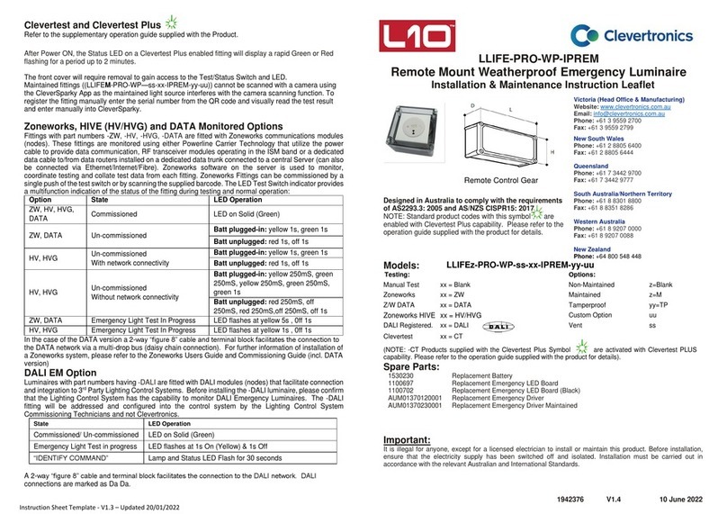 Clevertronics L10 LLIFE-PRO-WP-IPREM Installation & maintenance instructions