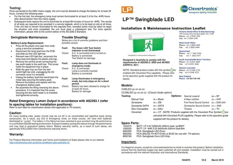 Clevertronics LP CSBLED Series Installation and operating instructions