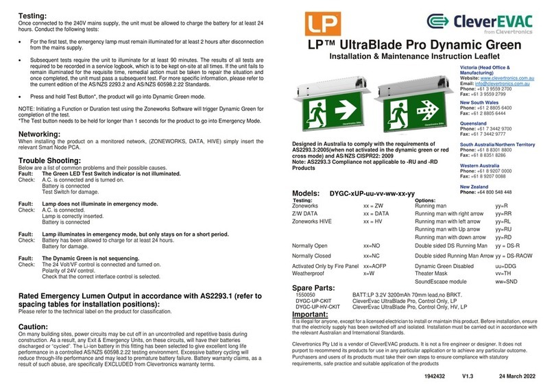 Clevertronics CleverEVAC LP UltraBlade DYGC UP Series Installation and operating instructions
