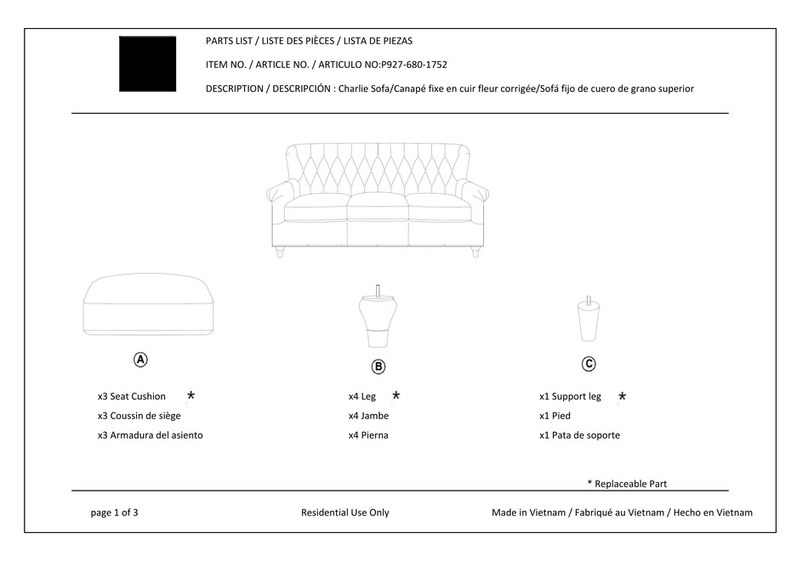 Pulaski Furniture Charlie P927-680-1752 manual